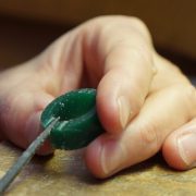 handmade-jewelry-wax Annette Girardon, a Parisian jeweller, carving a handcrafted wax jewel by hand. The future engagement ring will be melted in Paris.