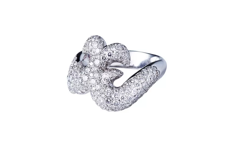 Jewelry ring diamond High end jewelry ring in white gold with diamond pavee.