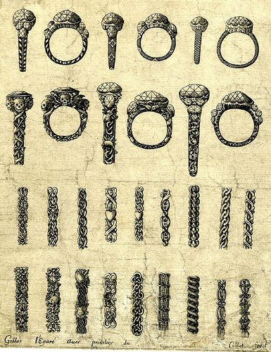 Dessins de bagues et de motifs en ruban du 17ème siècle par Gilles L'Egaré.