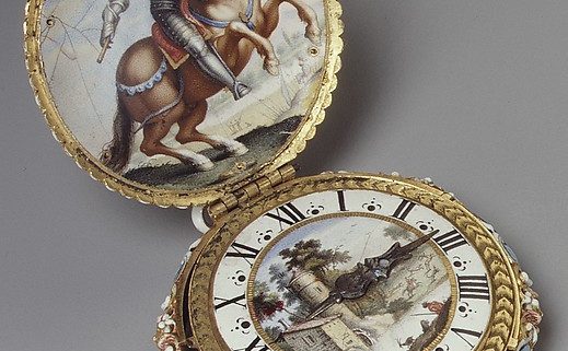 Montre de poche du 17ème siècle ouverte.