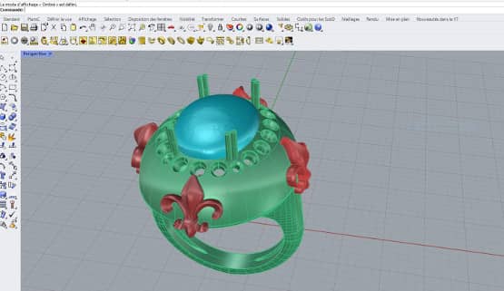 3D-Modellierung eines maßgefertigten Rings auf der Place Vendôme in Paris.