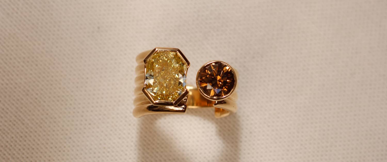 yellow-diamond-ring This bespoke piece of jewellery was designed by bespoke ring designer Annette Girardon in Paris.